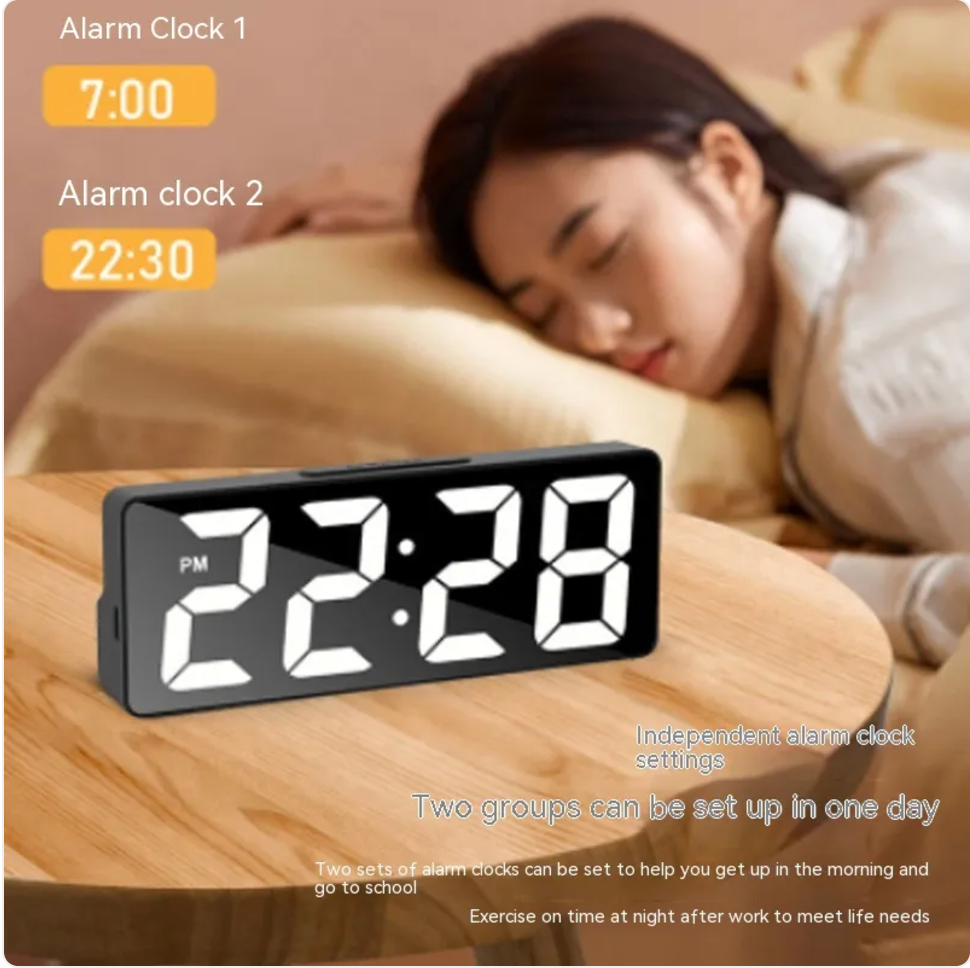 Large Digital Alarm Clock with Soft Night Display